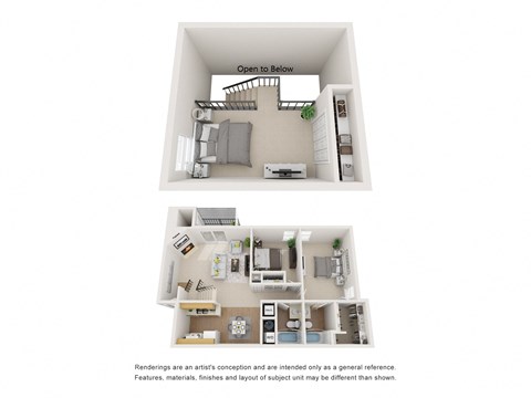 Floor plan for 2 beds, 2 baths, 1170 sqft